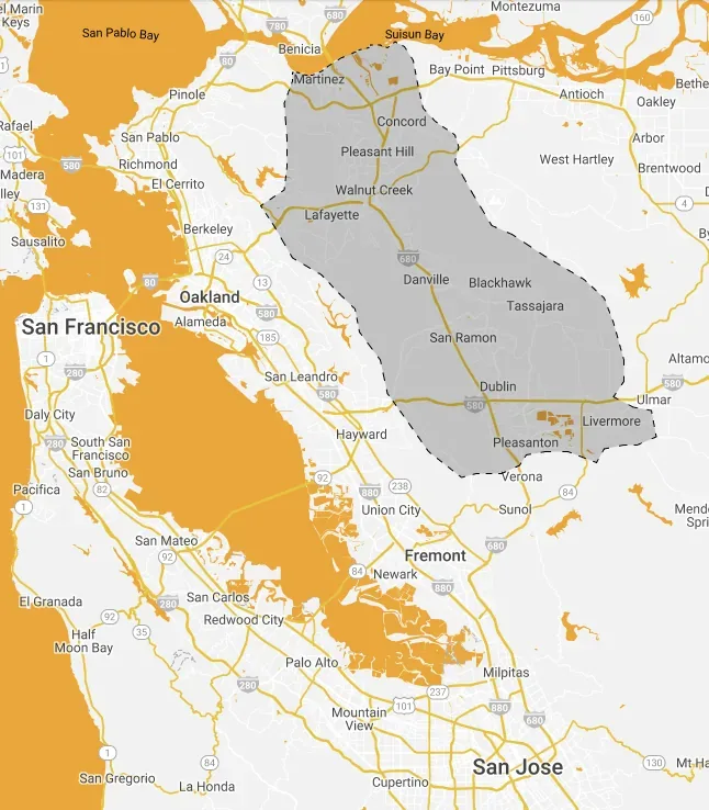 Service area — East Bay